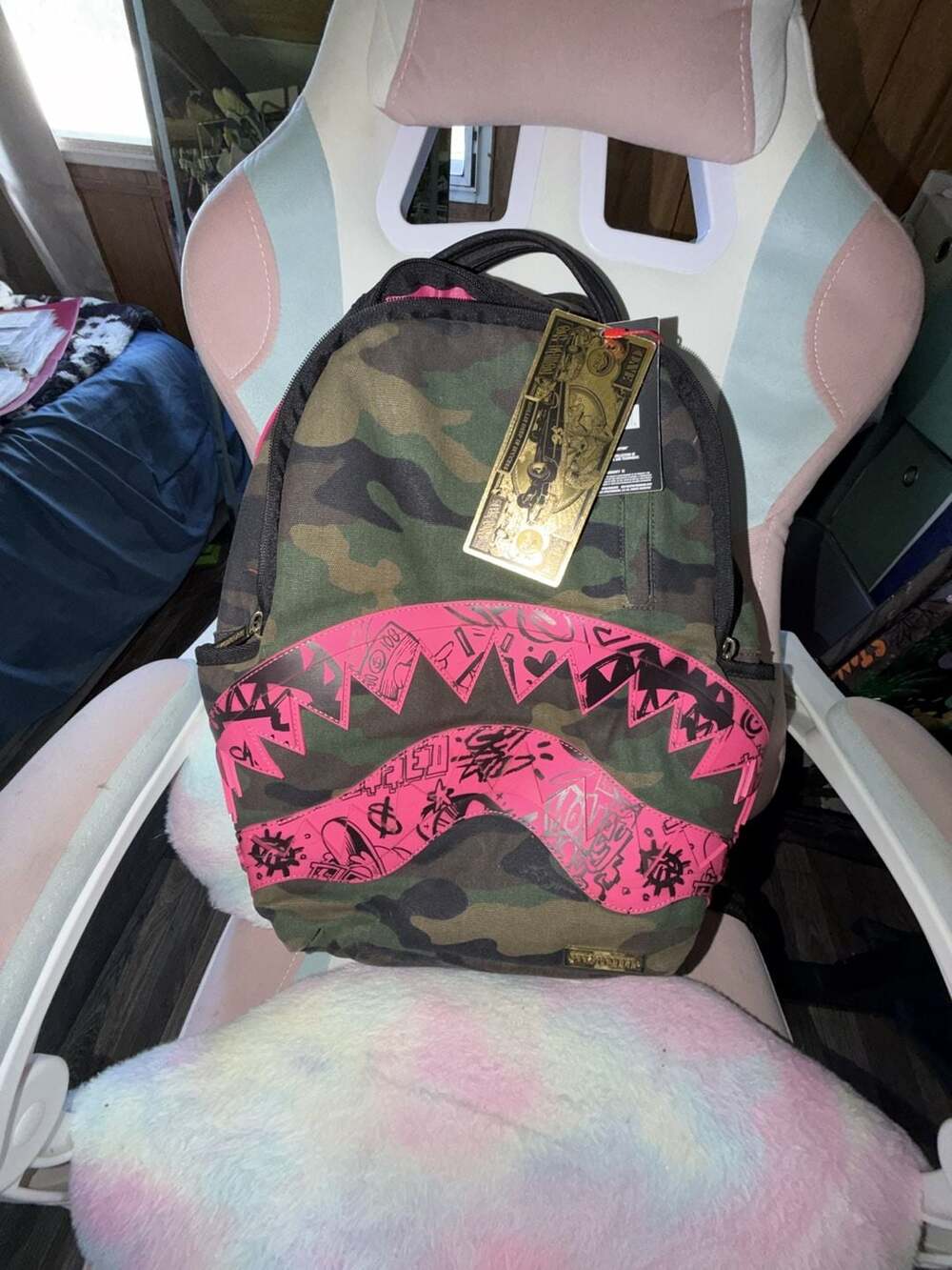 Sprayground Operation Sketch DLX Backpack Pink Stencil Shark Camo